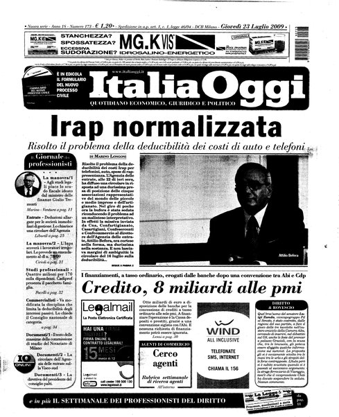 Italia oggi : quotidiano di economia finanza e politica